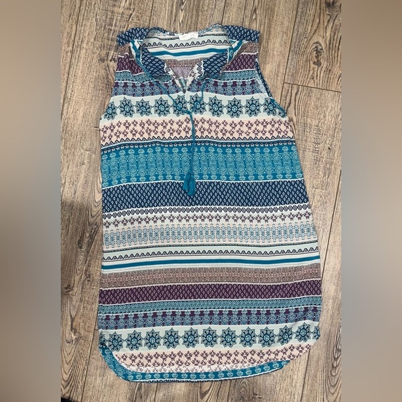 Boho beach lounge large dress geometric teal - Picture 2 of 3